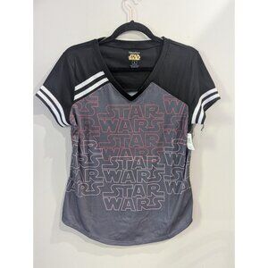 NWT Disney Parks Star Wars Logo AOP All Over Print V-Neck Juniors Women's Large